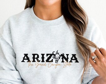 Arizona Sweatshirt Desert Crewneck Arizona State Sweatshirt Fall Sweatshirt Cow Skull Sweatshirt Oversized Crewneck Western Aesthetic