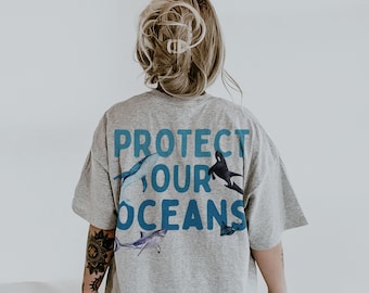 Camiseta "Protege nuestros océanos" Camiseta "Salva a los tiburones" Camiseta "Granola salada" Camiseta "Animales del océano" Regalos del océano para mejores amigas Camiseta "Salva a las ballenas"