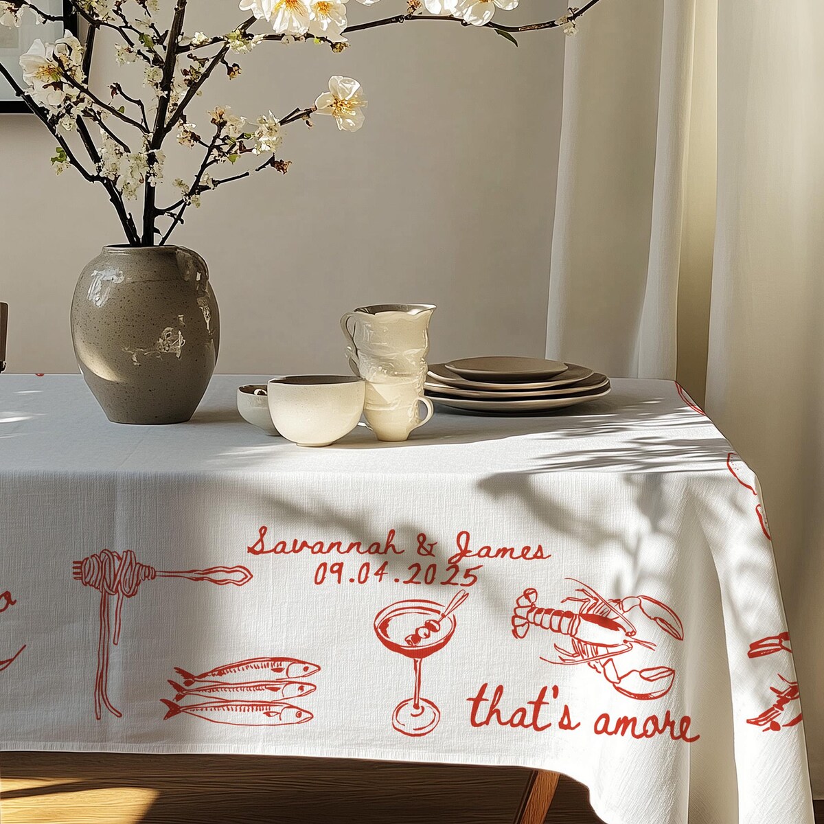 Custom Tablecloth Italian Summer Tablecloth Italian Wedding Decor Italian Dinner Party Decor That's Amore Tablecloth Italian Collage Decor - Etsy