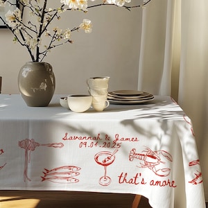 Custom Tablecloth Italian Summer Tablecloth Italian Wedding Decor Italian Dinner Party Decor That's Amore Tablecloth Italian Collage Decor
