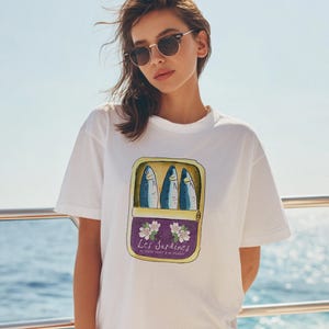 Fisherman Aesthetic Shirt Sardine Shirt Tinned Fish Shirt Sardines Shirt Tomato Girl Summer Shirt Retro Tinned Fish Shirt Coastal Aesthetic