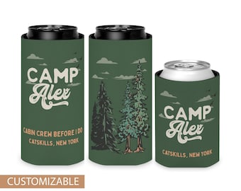 Camp Bachelorette Can Cooler Asheville Bachelorette Gifts Bachelorette Skinny Can Cooler Bachelorette Favors Lake Bachelorette Can Coolers
