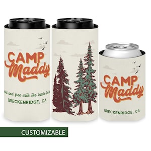 Camp Bachelorette Can Cooler Asheville Bachelorette Gifts Bachelorette Skinny Can Cooler Bachelorette Favors Lake Bachelorette Can Coolers