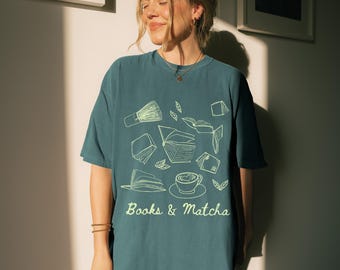 Bücher & Matcha Shirt Matcha Latte Social Club Shirt Matcha Liebhaber Shirt Lese Shirt Bookish Merch Matcha Era Shirt Matcha Latte Geschenke