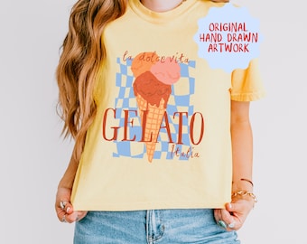 Shirt gelato La Dolce Vita Shirt Italiaanse markt Shirt tomaat meisje zomer Shirt Portofino Shirt Sweet Treat Shirt Amalfikust dessert Shirt