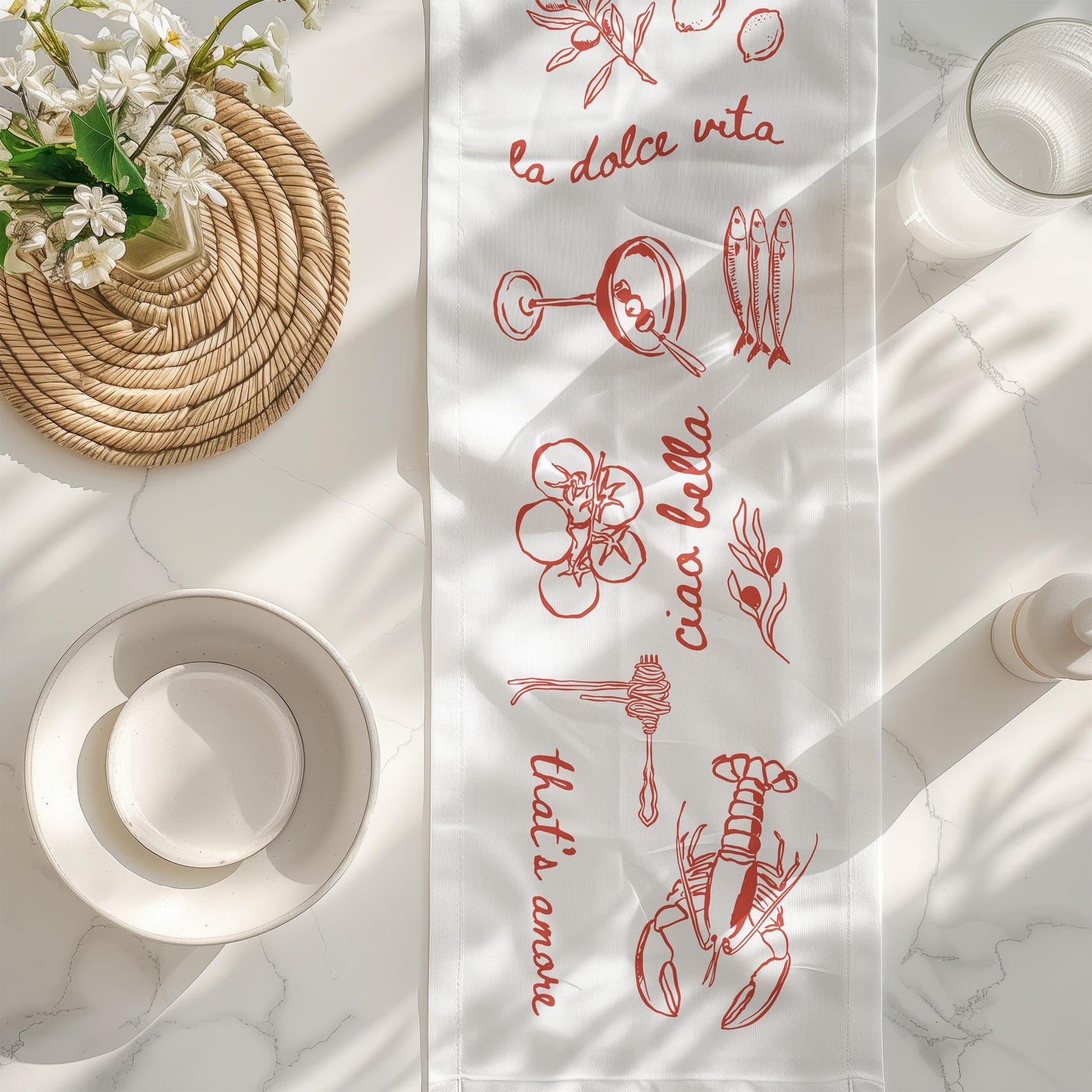 Italian Summer Table Runner Italian Wedding Decor Italian Dinner Party Decor Thats Amore Table Runner Summer Italian Collage Table Runner
