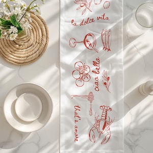Italian Summer Table Runner Italian Wedding Decor Italian Dinner Party Decor That&#39;s Amore Table Runner Summer Italian Collage Table Runner