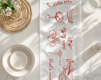 Italian Summer Table Runner Italian Wedding Decor Italian Dinner Party Decor That's Amore Table Runner Summer Italian Collage Table Runner