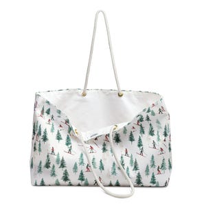 Borsa da weekend per sciatori, borsa tote oversize a tema sci, borsa da weekend invernale per donne, regali a tema sci, bomboniere per feste dopo sci, borsa tote da sci, regali per sciatori immagine 4