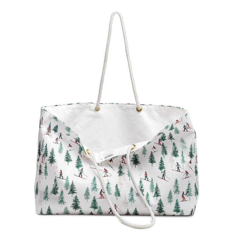 Borsa da weekend per sciatori, borsa tote oversize a tema sci, borsa da weekend invernale per donne, regali a tema sci, bomboniere per feste dopo sci, borsa tote da sci, regali per sciatori immagine 4