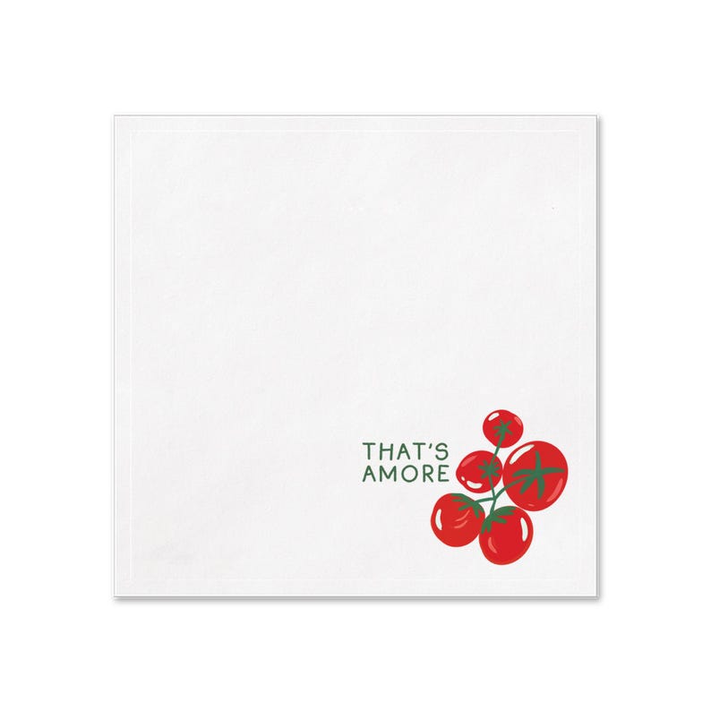 Custom Wedding Napkins Thats Amore Napkins Italian Wedding Napkins Pizza Party Napkins Custom Cocktail Napkins Pizza Bar Tomato Napkins image 4