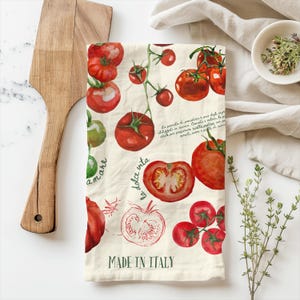 Tomaat theedoek Pomodori theedoek vegetarische theedoek Italiaanse theedoek Nonna cadeau tomaat minnaar cadeau Amalfikust decor Italiaans keukendecor