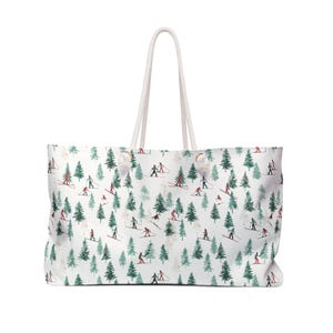Borsa da weekend per sciatori, borsa tote oversize a tema sci, borsa da weekend invernale per donne, regali a tema sci, bomboniere per feste dopo sci, borsa tote da sci, regali per sciatori immagine 2