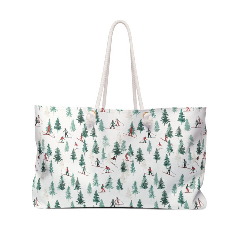 Borsa da weekend per sciatori, borsa tote oversize a tema sci, borsa da weekend invernale per donne, regali a tema sci, bomboniere per feste dopo sci, borsa tote da sci, regali per sciatori immagine 2