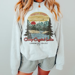 Retro Camp Crystal Lake Sweatshirt Camp Sweatshirt Camp Counselor Shirt Horror Movie Gifts Lake Life Sweatshirt Camp Crystal Lake Shirt