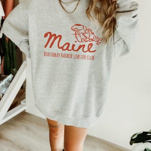 Maine Sweatshirt Lobster Sweatshirt New England Sweatshirt Maine Bachelorette Boothbay Harbor Sweatshirt Beachy Sweatshirt Coastal Aesthetic image 3