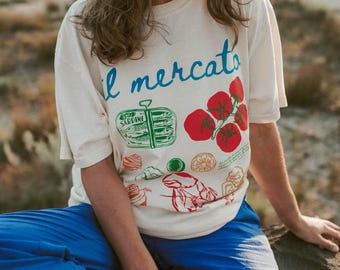Il Mercato Shirt Italian Market Shirt Sardines Shirt Oysters Shirt Lobster Shirt Tomato Girl Summer Amalfi Coast Shirt La Dolce Vita Shirt