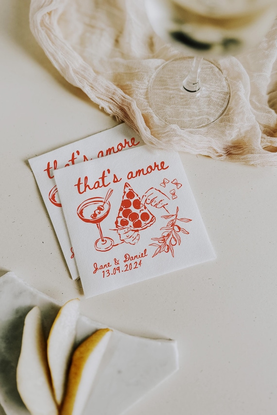 Custom Wedding Napkins Thats Amore Napkin Italian Wedding Napkin Pasta Party Decor Custom Cocktail Napkins Pizza Bar Napkins Italian Summer