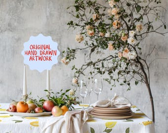 Lemon Tablecloth Yellow Tablecloth Tuscany Mediterranean Decor Italian Tablecloth Fruit Table Cloth Summer Tablecloth Lemonade Stand Decor