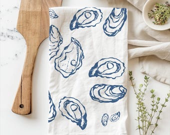 Oyster Tea Towel Cute Aesthetic Kitchen Towels Housewarming Gift First Home Oven Door Towel Oyster Roast Party Decor Coastal Aesthetic Towel