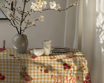 Custom Tablecloth Gingham Tablecloth Tomato Tablecloth Italian Wedding Tablecloth Plaid Picnic Table Cover Italian Dinner Party Decor