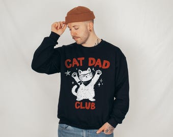 Katzen-Vati-Verein-Sweatshirt Katze Hand gezeichnetes Katzen-Väter-Verein-Hemd Kundenspezifisches Katzen-Hemd Katzen-Vati-Sweatshirt Adoptionsdatum Geschenk Katzenbezogene Geschenke Lustige Katze
