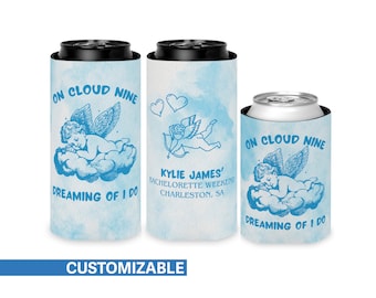 On Cloud 9 Bachelorette Party Favors Cloud 9 Can Coolers Bridal Shower Favor Skinny Can Cooler Cloud 9 Baby Shower Favors Custom Can Cooler