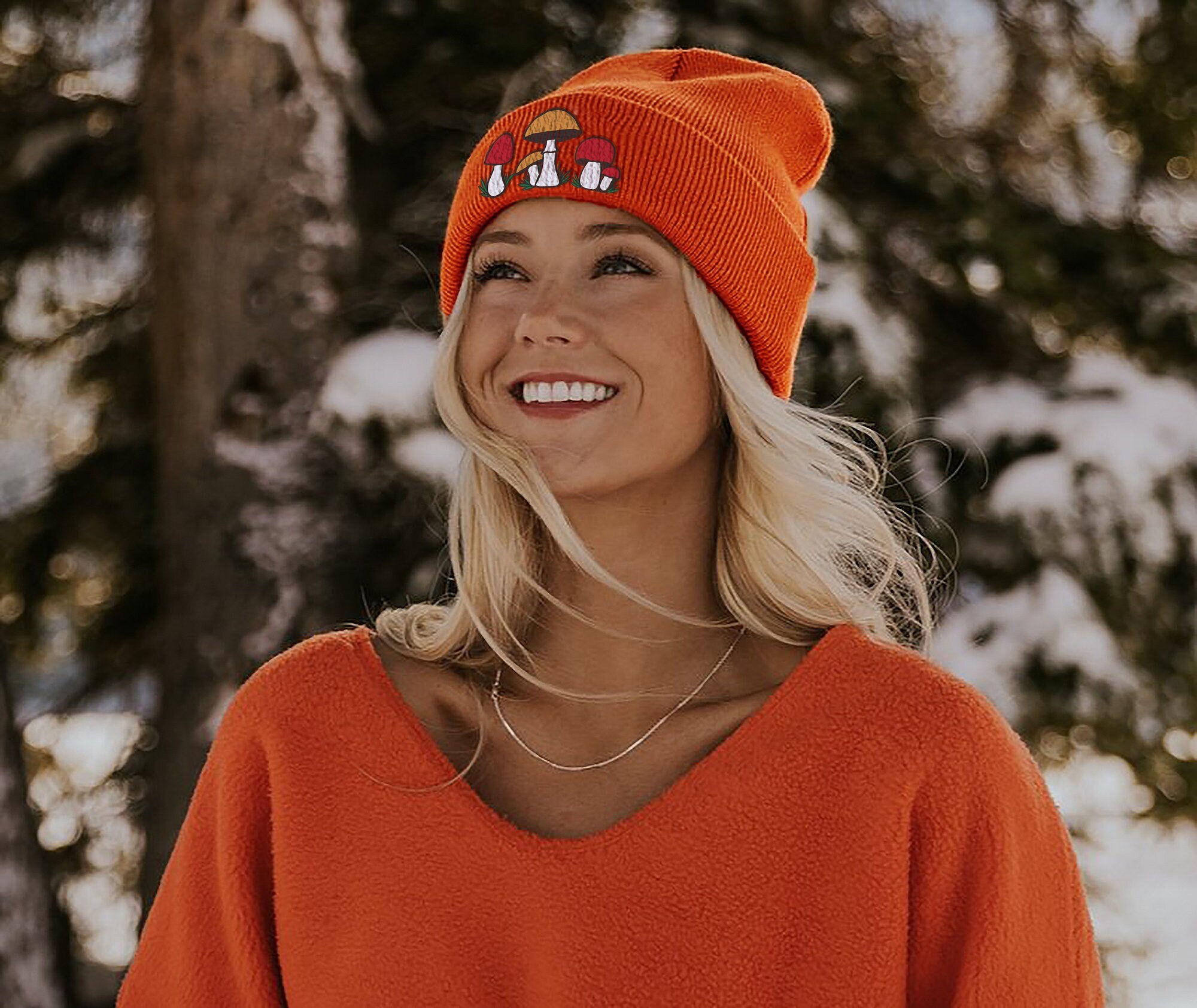 Embroidered Beanie Mushroom Beanie Cute 