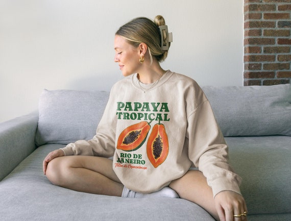 Papaya Sweatshirt  Fruit Sweatshirt Copacabana Sweatshirt Rio de Janeiro Sweater Coastal Aesthetic Coconut Girl Tropical Brasil Sweatshirt