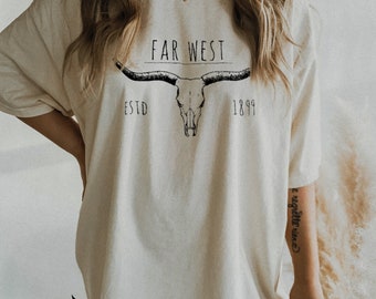 Boho Koskalleskjorta Longhornskjorta Western Graphic Tee Cowgirlskjorta Tjurskalleskjorta Southwest-skjorta Söta westernskjortor Westernkläder