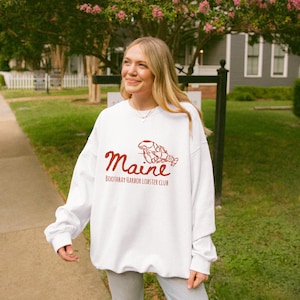 Maine Sweatshirt Lobster Sweatshirt New England Sweatshirt Maine Bachelorette Boothbay Harbor Sweatshirt Beachy Sweatshirt Coastal Aesthetic image 4