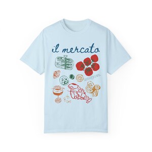 Shirt Il Mercato Italiaanse markt Shirt Sardines Shirt Oesters Shirt Kreeft Shirt Tomaat Meisje Zomer Shirt Amalfikust Shirt La Dolce Vita afbeelding 6