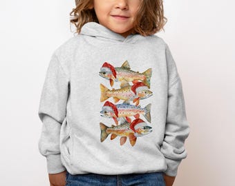 Youth Trout Sweatshirt Kids Trout Crewneck Trout Sweater Rainbow Trout Hoodie Unique Fishing Gift Kids Christmas Sweater Rainbow Trout Gifts