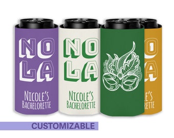 Nola Bachelorette Decorations Nola Bachelorette Skinny Can Coolers New Orleans Bachelorette Party Favors Mardi Gras Bach Custom Can Holder