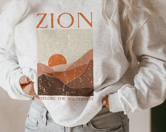 Zion National Park Sweatshirt Zion Sweatshirt Mountain Sweatshirt Retro National Park Shirt Oversized Crewneck Fall Crewnecks Desert