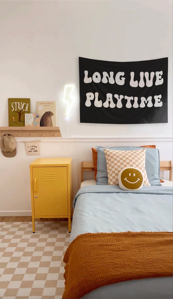 Play All Day Sign Boho Playroom Wall Decor Playroom Sign Lets Play Sign Nursery Tapestry Toddler Room Decor Where The Wild Ones Play Sign