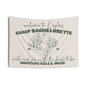 CUSTOM Tapestry Camp Bachelorette Banner Bachelorette Decor Custom Banner Bride to Be Banner Lake Bachelorette Sign Camp Bachelorette Flag