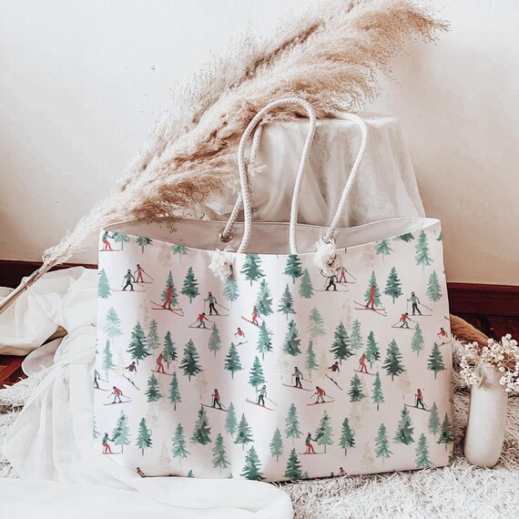 Ski Weekender Bag Ski Themed Oversized Tote Bag Women Winter Weekender Bag Ski Themed Gifts Apres Ski Party Favors Ski Tote Bag Skiing Gifts
