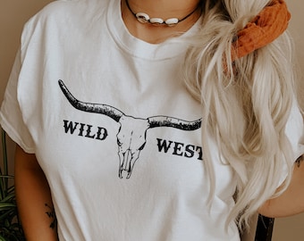 Boho Koskalleskjorta Longhornskjorta Western Graphic Tee Cowgirlskjorta Tjurskalleskjorta Southwest-skjorta Söta westernskjortor Westernkläder