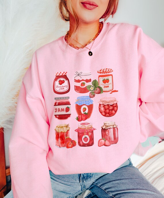 Strawberry Sweater Strawberry Jam Sweatshirt Soft Life Era Sweatshirt Y2K Clothing Tomato Girl Summer Sweatshirt Cottage Core Clothing