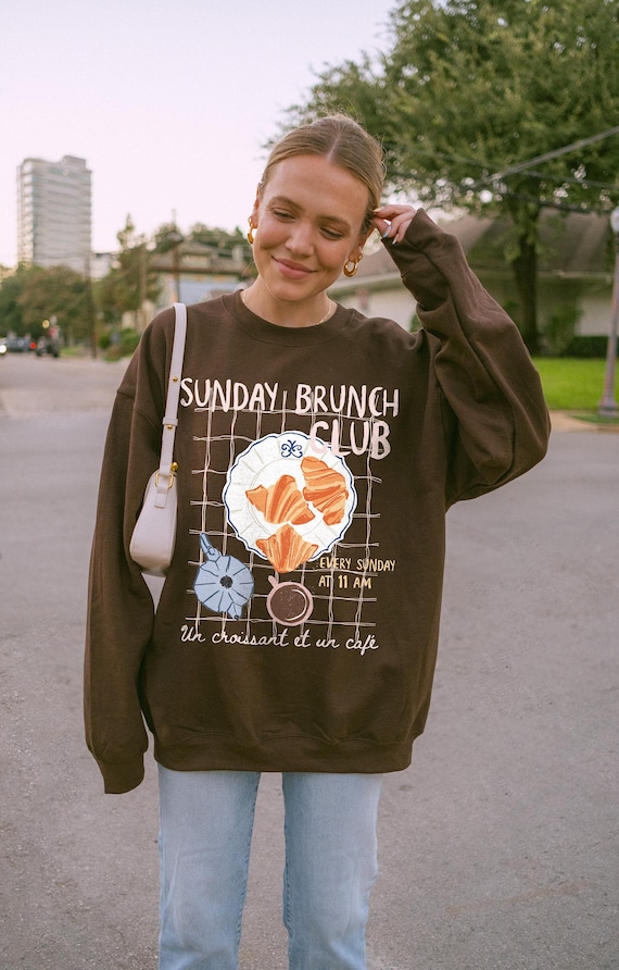 Sunday Brunch Club Sweatshirt Croissant Sweatshirt Trendy Paris Sweater Coffee Club Sweatshirt Caffeine Queen Shirt Breakfast Sweatshirt