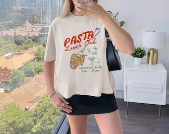 Koszulka z makaronem, koszula dla miłośników makaronu, włoska koszula letnia, koszula La Dolce Vita, letnia koszula Tomato Girl, damska koszula z makaronem, koszula Eat Pasta Run Fasta