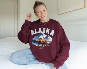 Vintage Alaska Sweatshirt 90er Jahre Alaska Pullover Denali Sweatshirt Alaska Kreuzfahrt Pullover Grizzly Bär Sweatshirt Americana Sweatshirt Braunbär