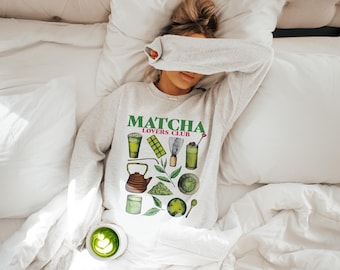 Sudadera Matcha Estilo Urbano Japonés Suéter Kawaii Suéter para Amantes del Matcha Pero Primero Suéter Matcha Sudadera del Club de Amantes del Matcha Era del Matcha