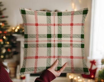 Green Plaid Pillow Plaid Pillow Cover Christmas Pillow Ski Chalet Decor RL Throw Pillow Woven Pillow Green Plaid Throw Pillow Farmhouse