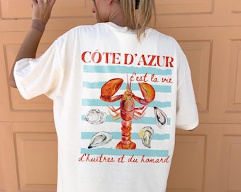 Cote Dazur Shirt French Riviera Shirt Lobster Shirt Oysters Shirt Cest La Vie Shirt Saint Tropez Shirt French Saying Shirt Coastal Aesthetic