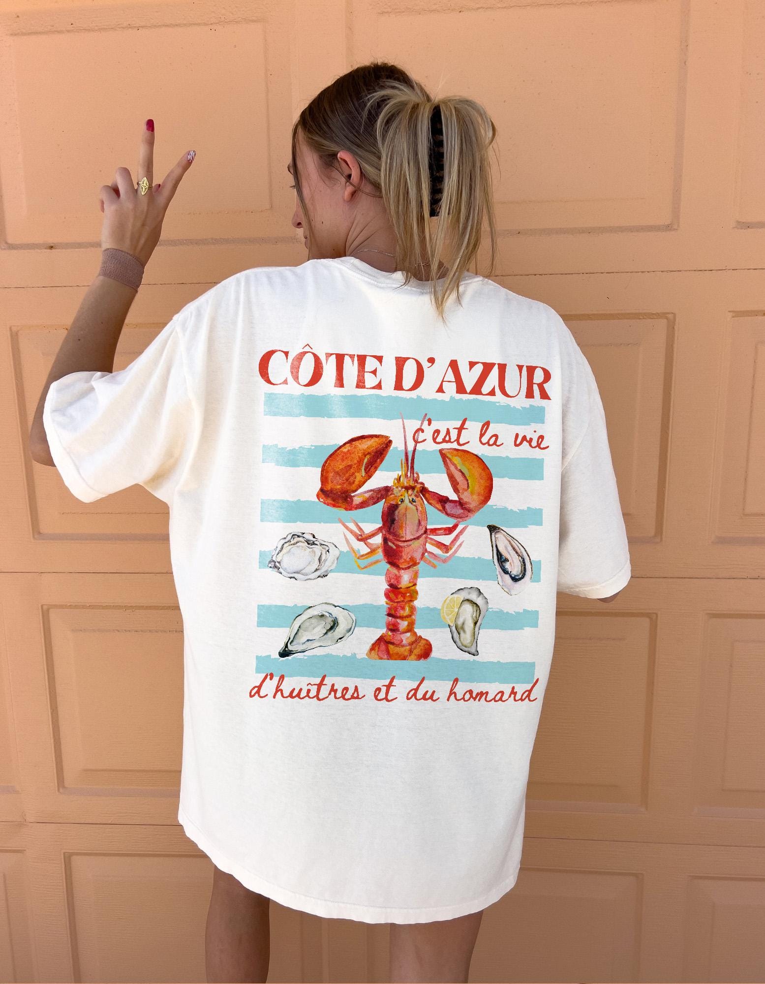 Cote Dazur Shirt French Riviera Shirt Lobster Shirt Oysters Shirt