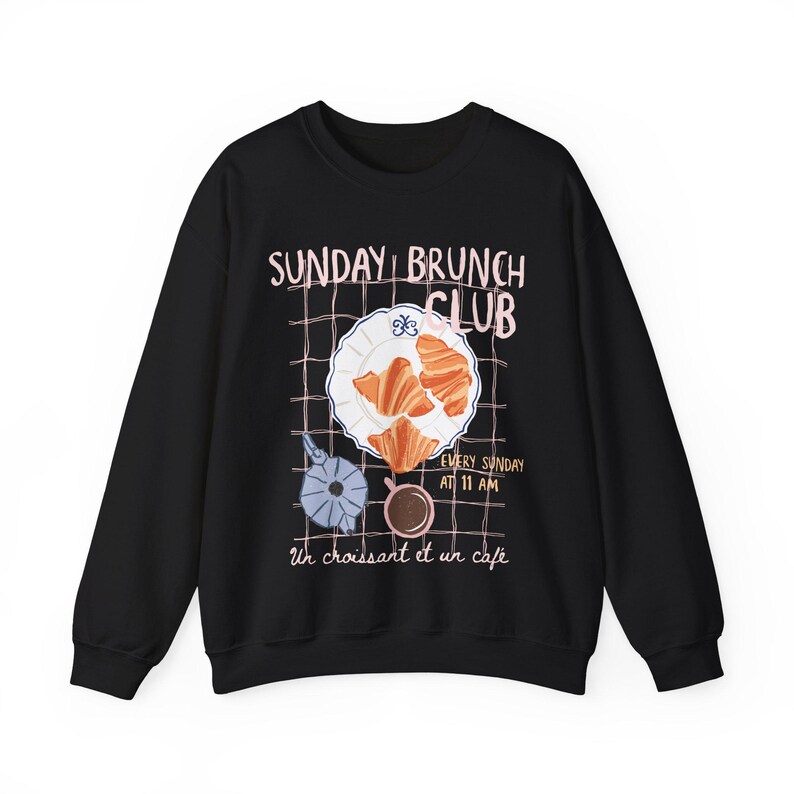 Sunday Brunch Club Sweatshirt Croissant Sweatshirt Trendy Paris Sweater Coffee Club Sweatshirt Caffeine Queen Shirt Breakfast Sweatshirt image 7