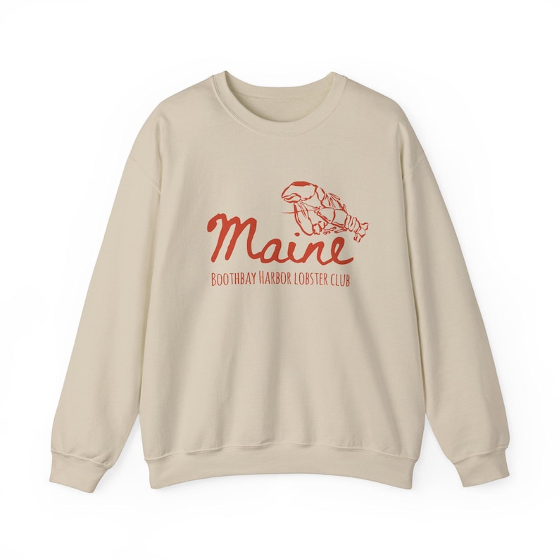 Maine Sweatshirt Lobster Sweatshirt New England Sweatshirt Maine Bachelorette Boothbay Harbor Sweatshirt Beachy Sweatshirt Coastal Aesthetic image 2