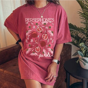 Persephone Shirt Light Academia Shirt Poet Shirt Bookish Shirt Greek Mythology Shirt Dark Academia Pomegranate Shirt Pressed Flower Shirt